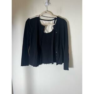 One Girl Who Color Block Long Sleeve Button Up Cardigan with Matching Shell Sz M